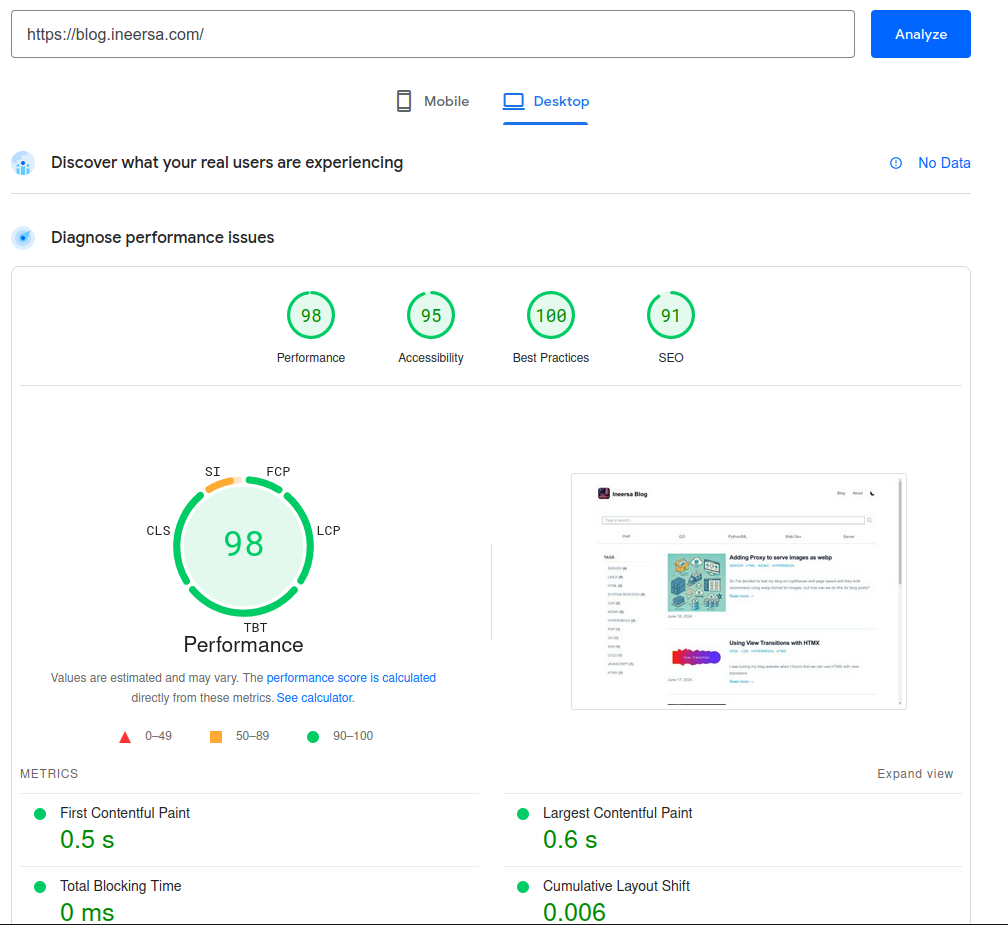 Page speed insights